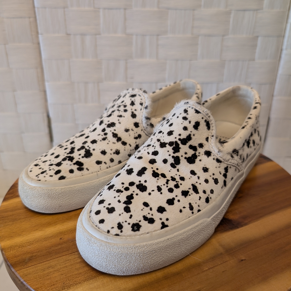 Madewell Sidewalk Slip-On‎ Sneakers in Spotted Calf Hair Dalmatian Animal Print